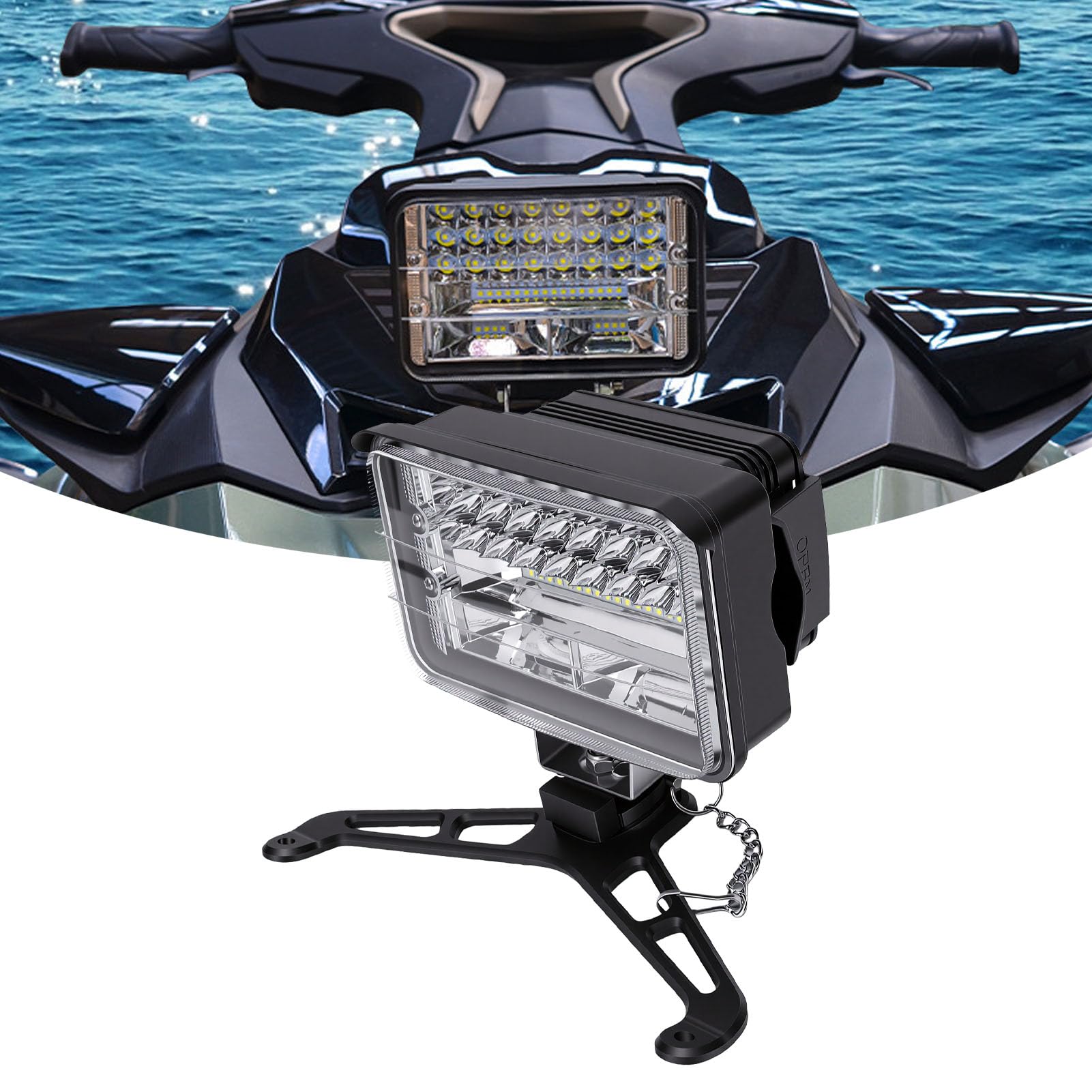 Faro de Búsqueda LED de Barco 3600lm para Propietarios Sea Navegación Nocturna Ilumina 100M Superficie Acuática para Identificación Obstáculos Cubre 50㎡ áRea Muelle