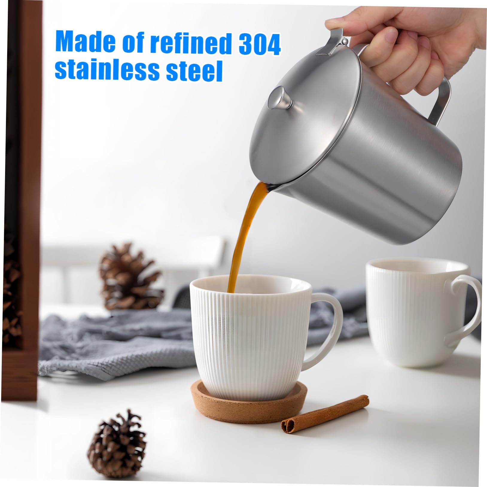TOYANDONA Messbecher aus Edelstahl 1000 Ml mit Deckel für Präzises Messen und Latte Art Milchkännchen mit Glattem Eleganten Design für Kaffeezubehör und Partys