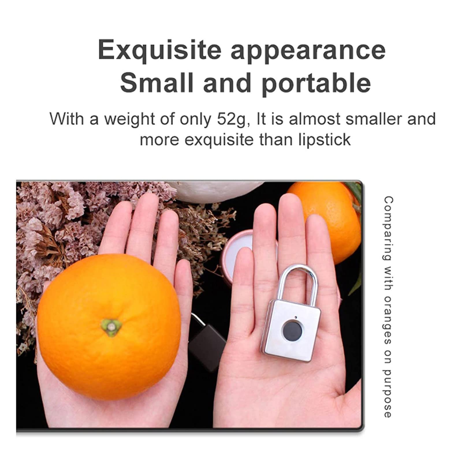Code Padlock, Cerradura inteligente sin llave, candado de huella dactilar recargable por USB, candado de metal biométrico sin llave, candado inteligente con huella dactilar, candados (A)(Black)