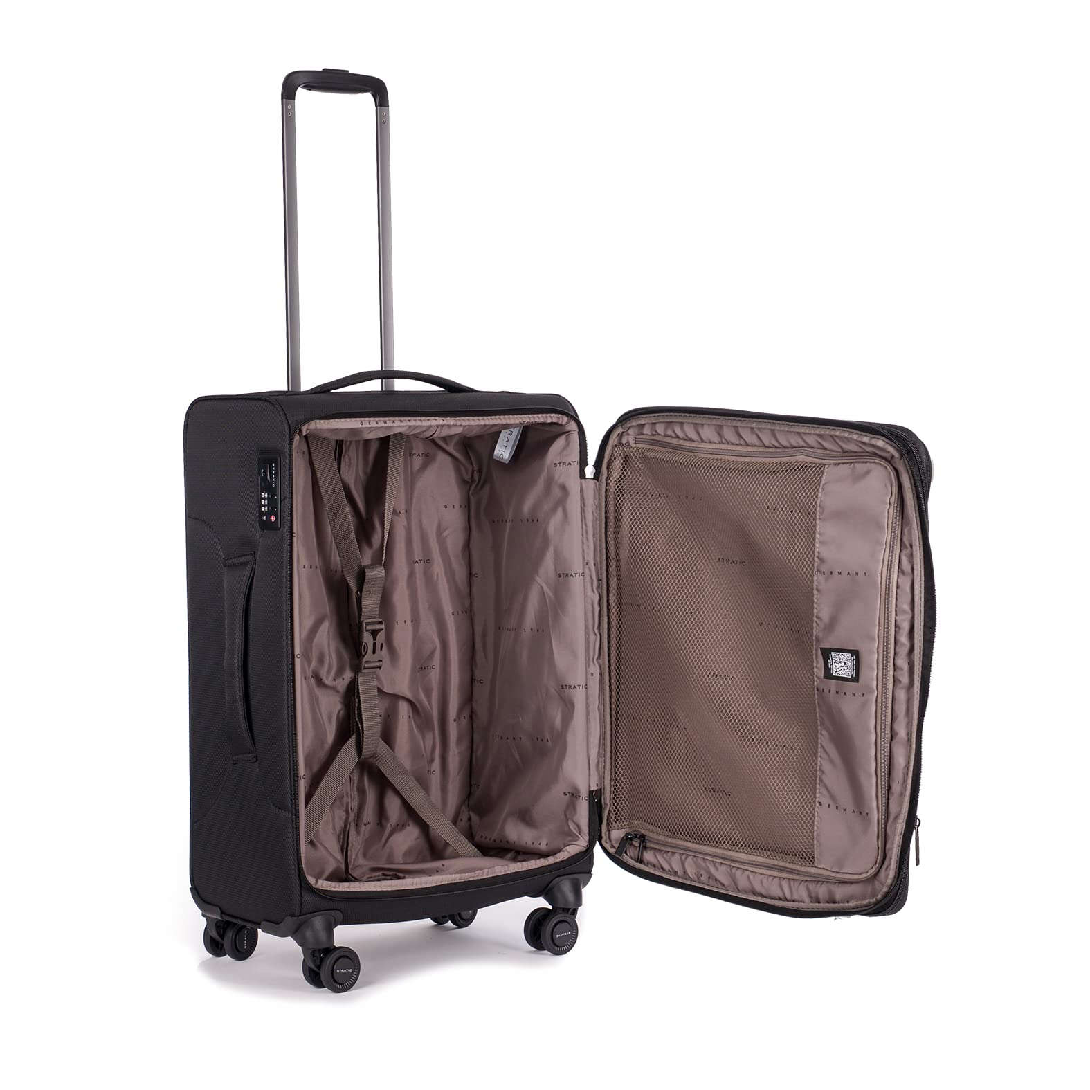 Stratic Light + Koffer Weichschale Reisekoffer Trolley Rollkoffer Handgepäck, TSA Kofferschloss, 4 Rollen, Erweiterbar
