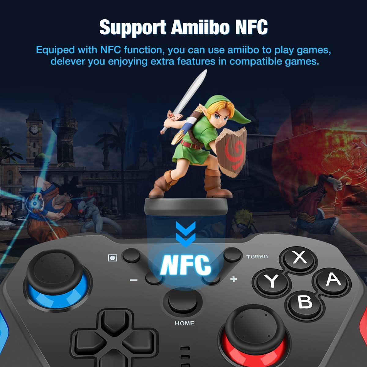 Hоttеѕt Sаlеѕ Controller for Switch, Y Team Switch Controller Compatible with Switch Lite, Wireless Switch Remote Gamepad with NFC Amiibo,Turbo and Motion Control - Red Blue