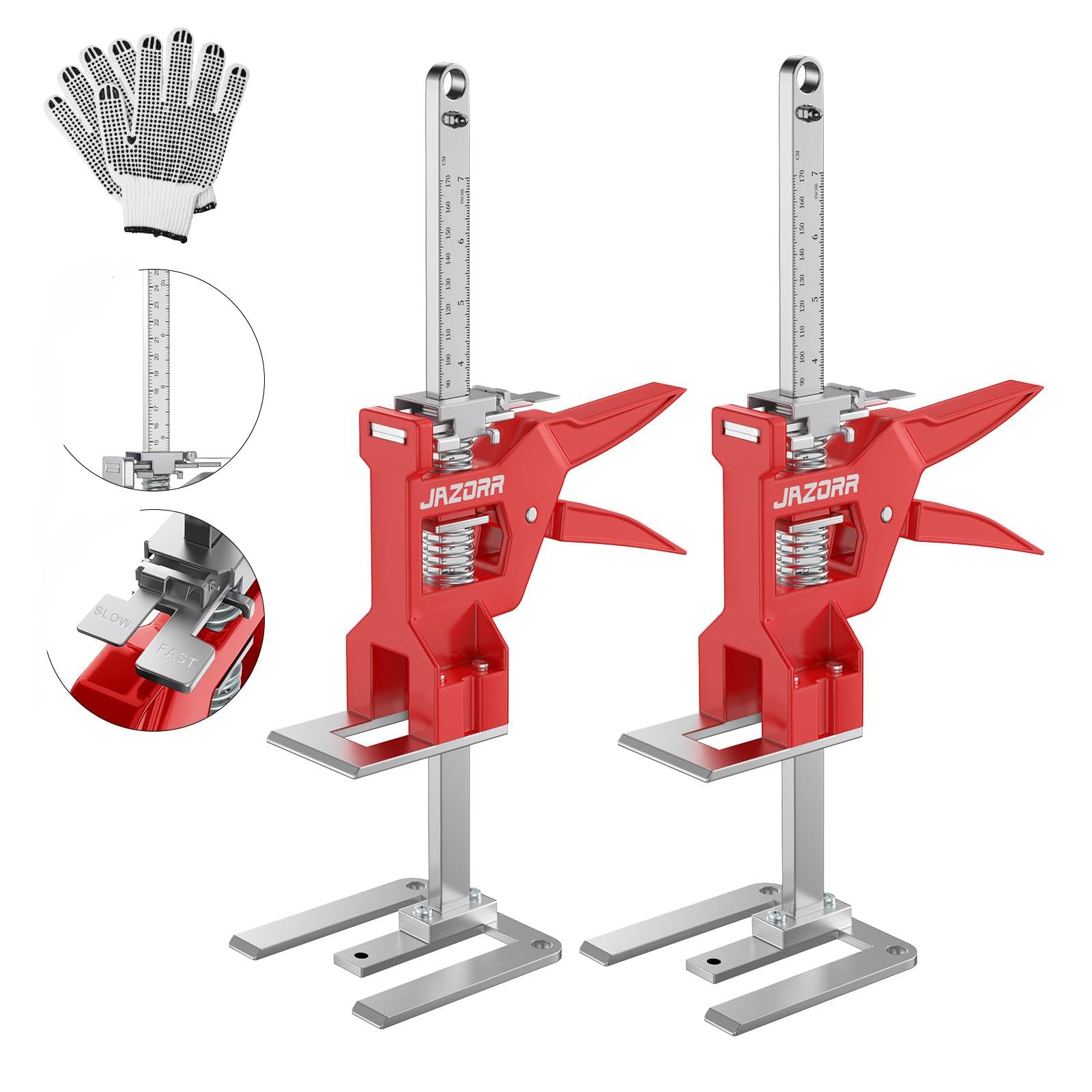 2Pcs Multi-Function Furniture Lifter Jack, 440LB Load Capacity with Slow/Fast Descent Control, Labor Saving Arm Tool for Lifting Door Panels, Wall Tile Locator, Cabinet Board — Amazon image 9