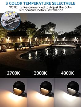 LEONLITE 3CCT LED Low Voltage Deck Lights, 180LM 3.74inch
