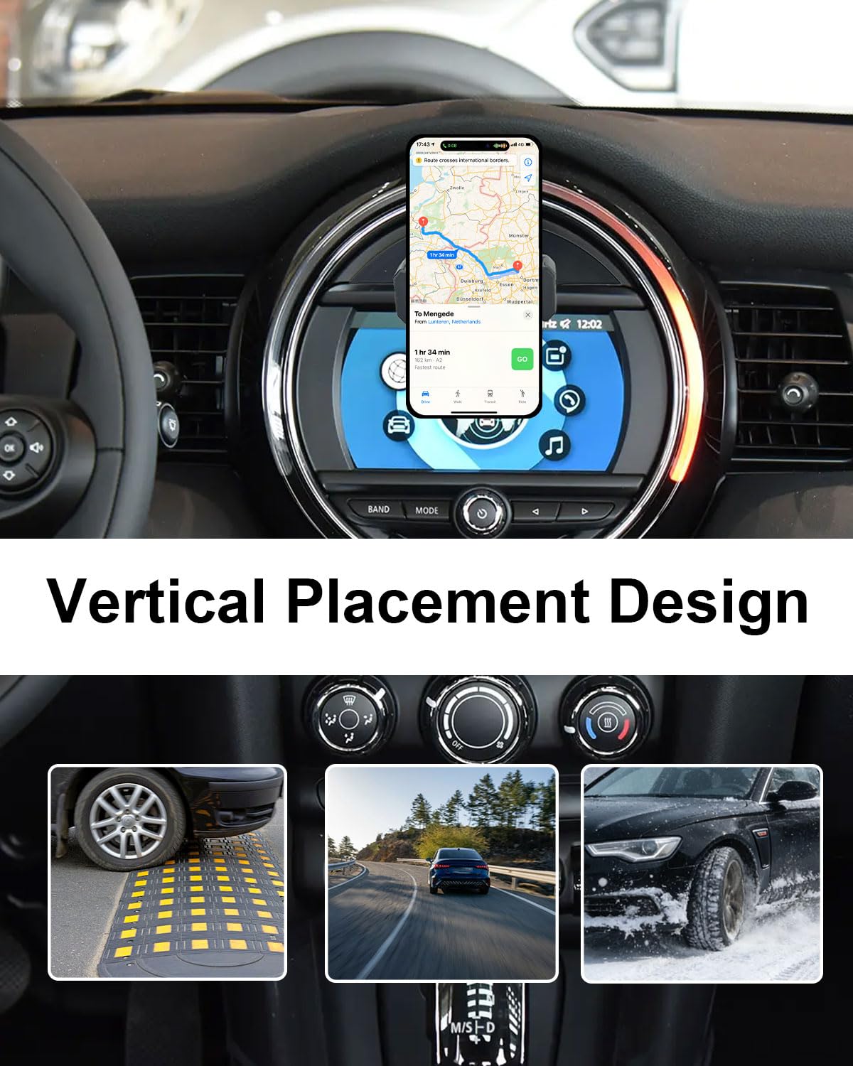 Soporte de teléfono móvil para coche Mini Cooper S Jcw One F54 F55 F56 F57 F60, navegador especial para pantalla de control central, giratorio 360°, para iPhone 17 16 15 14 13, base de metal