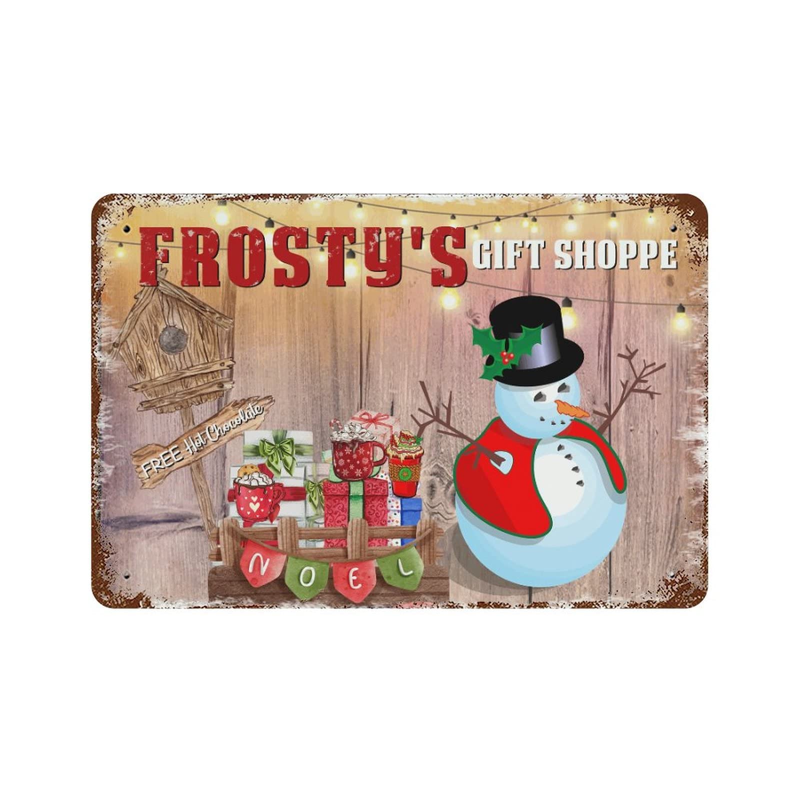 Panneau en métal bonhomme de neige rétro de Noël déco intérieure garage 30x45cm