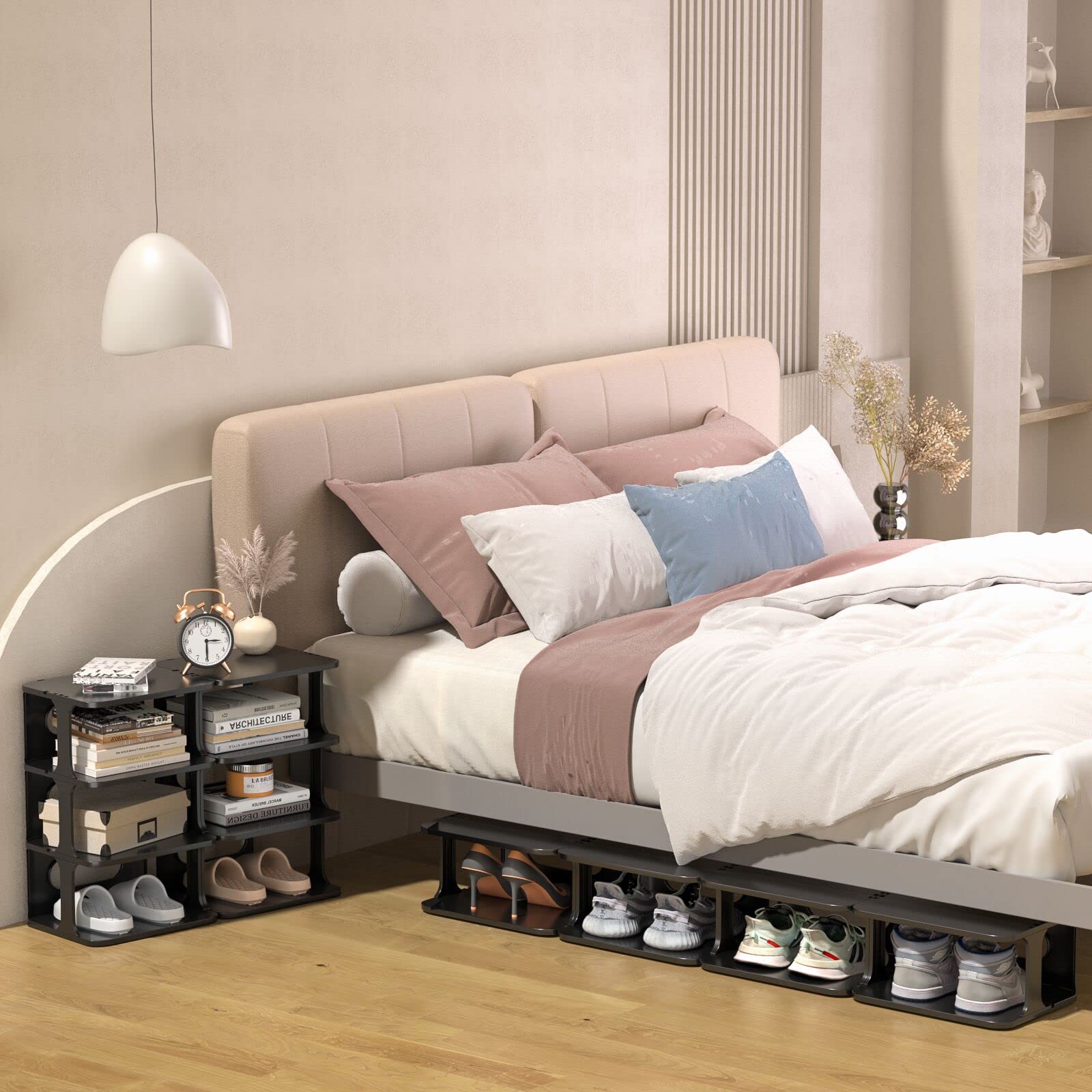 ROJASOP Scarpiera Grande 9 Ripiani Da 150 Cm - Contiene Fino A 68 Paia Con 18 Ganci Laterali - Per Ingresso E Camera Da Letto - copertina