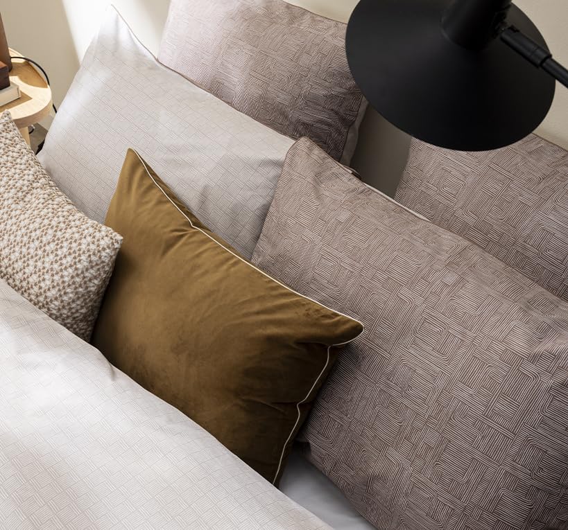 Housse de couette percale de coton Essix pour grand lit beige