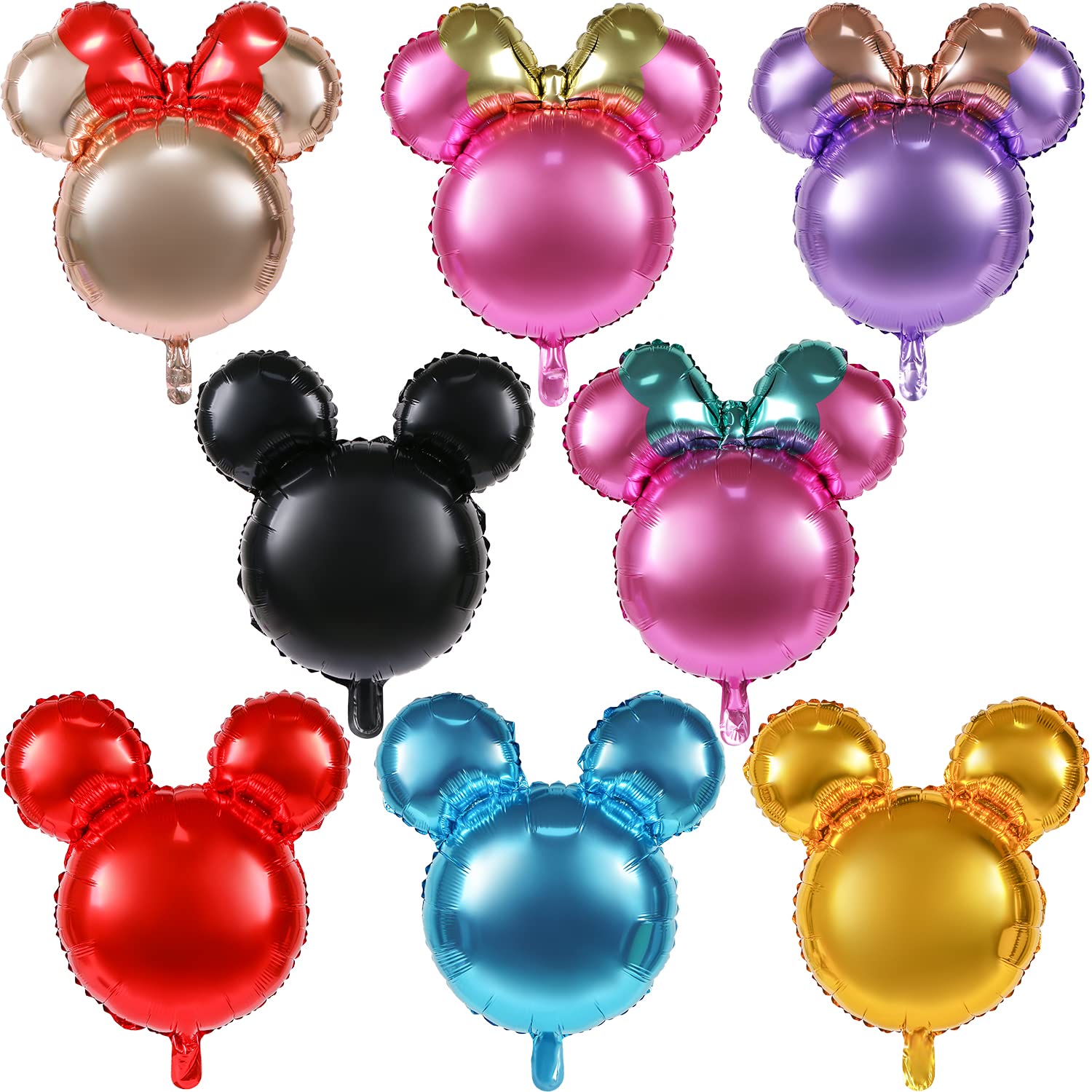 MIKIMIQIMIKIMIQI 8 Pcs Mouse Head Foil Balloons - 24'' Mouse Mylar Balloons for Birthday Party Decorations - Jumbo Aluminum Foil Balloons - Baby Shower Supplies - Party Favors