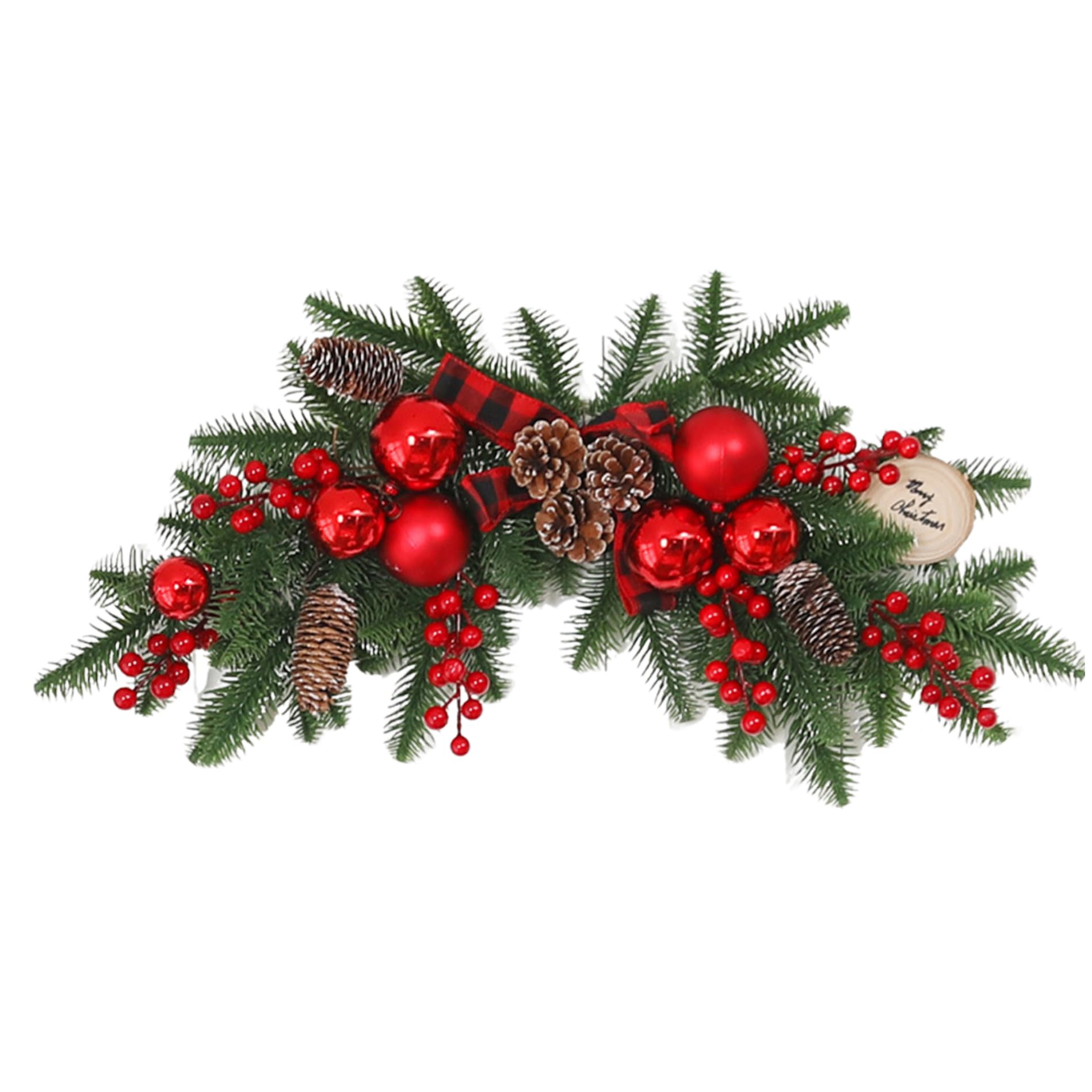 Swag de Noël pour porte d'entrée : guirlande artificielle avec baies rouges