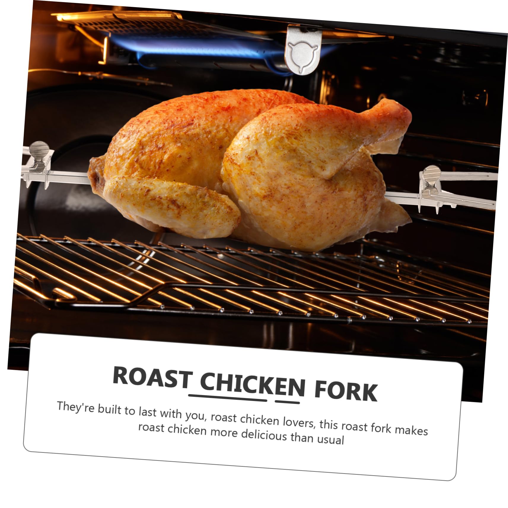 Yardwe 1 Set Chicken Roast Forks Cooking Tool with Spit Rods for Even Heating and Delicious Grilling for Home Roast and Outdoor Bbq