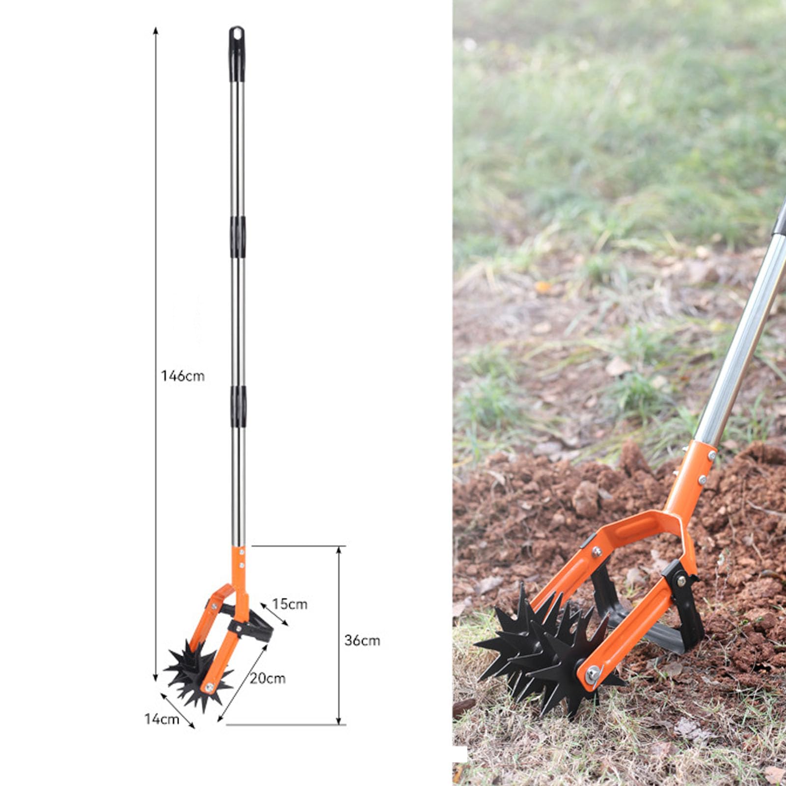 Drehkultivator Gartengerät, Gartenfräse mit Verstellbarem 145,99 cm