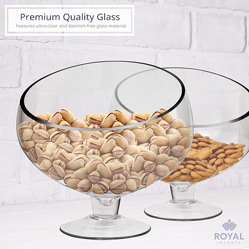 Miniatura 5 de Royal Imports Tazón decorativo de vidrio transparente inclinado con bola de burbujas inclinada para centro de mesa de buffet, terrario de plantas,