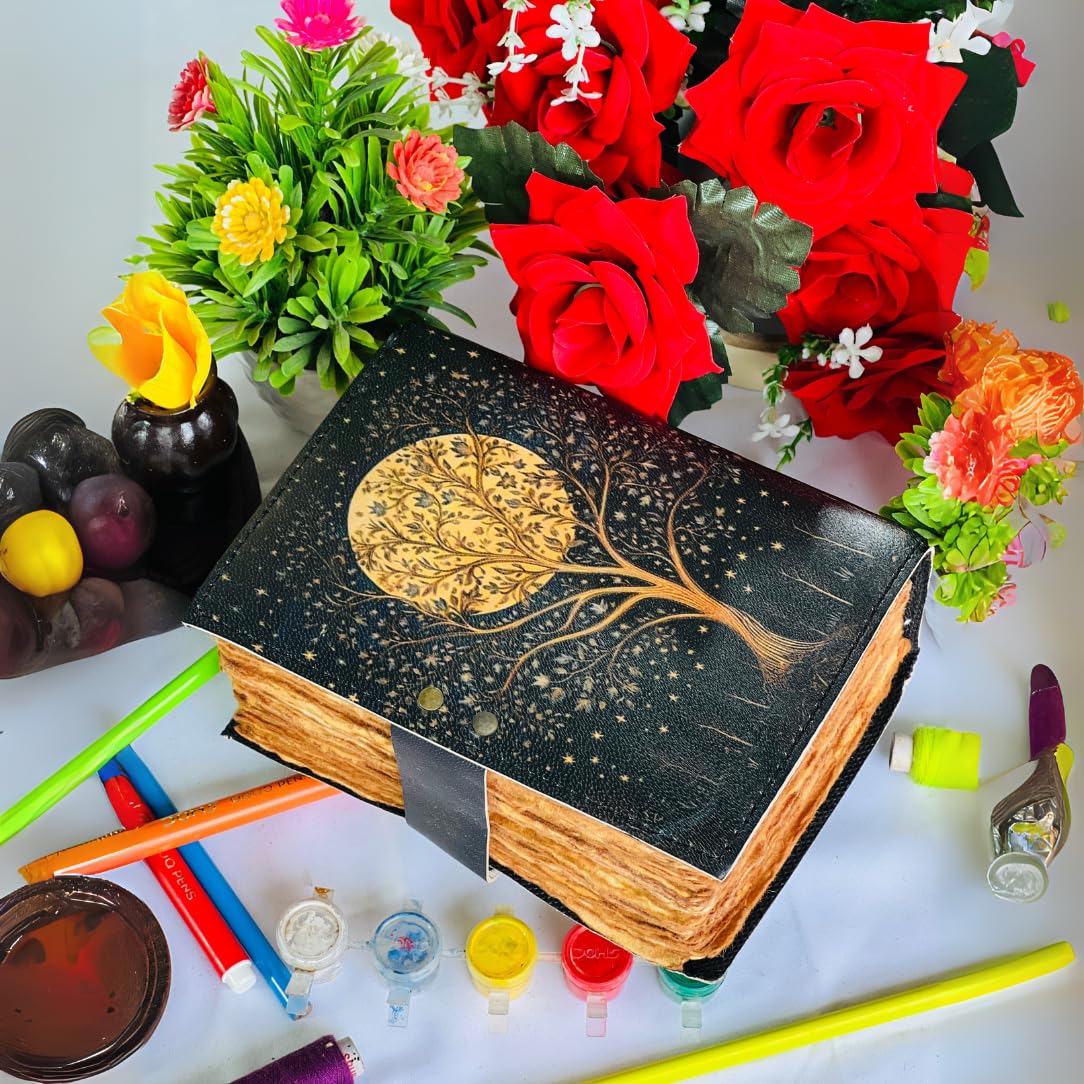Diario de viaje de cuero con diseño de árbol de la vida para mujer con cerradura de alta calidad, 7 x 5 pulgadas, 400 hojas de papel vintage para hombres, diario encuadernado en cuero para mujeres, el
