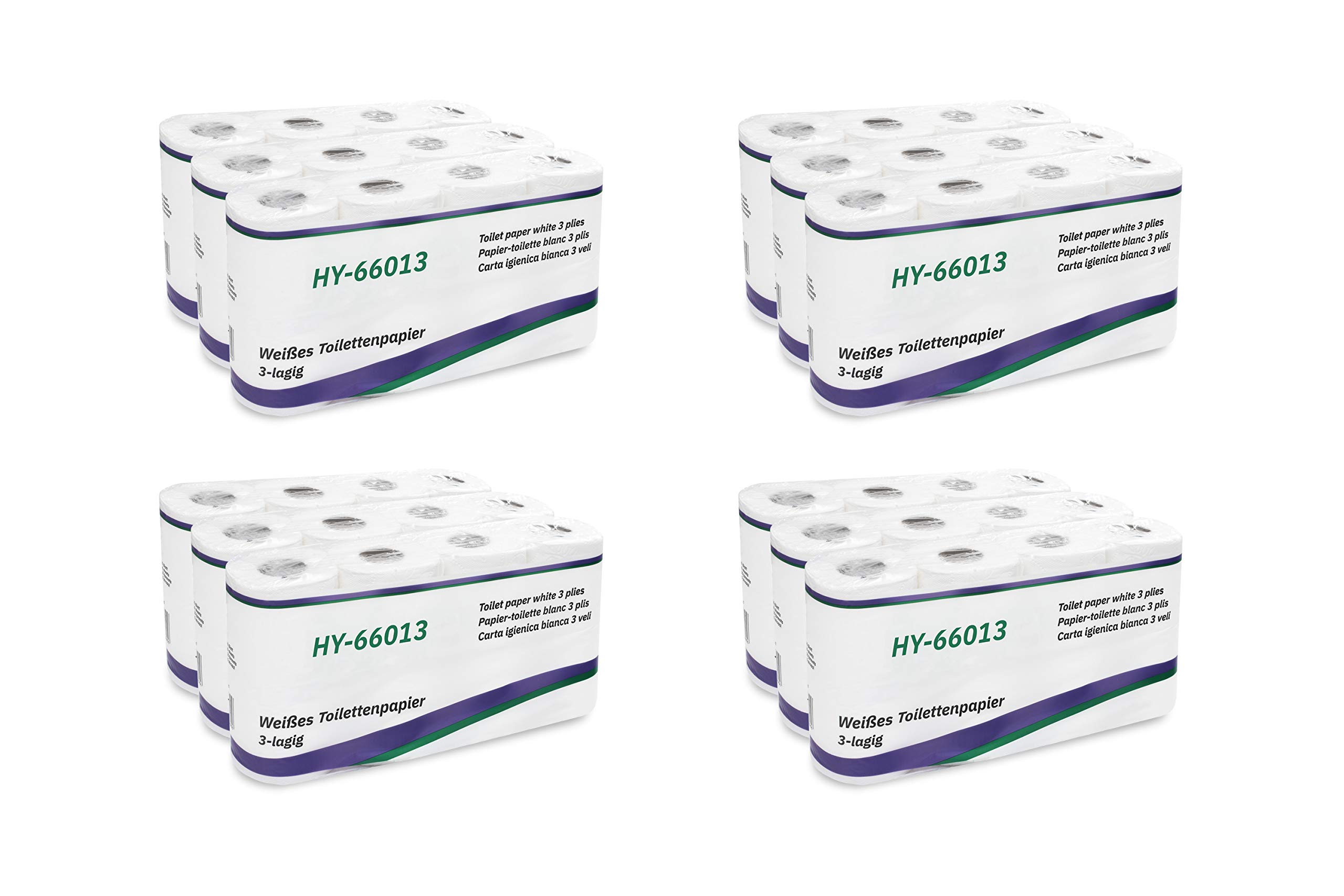 Hypafol Carta igienica, motivo in rilievo, 3 veli | 96 rotoli | extra morbida e resistente agli strappi | confezione stock, 12 x 8 | cellulosa