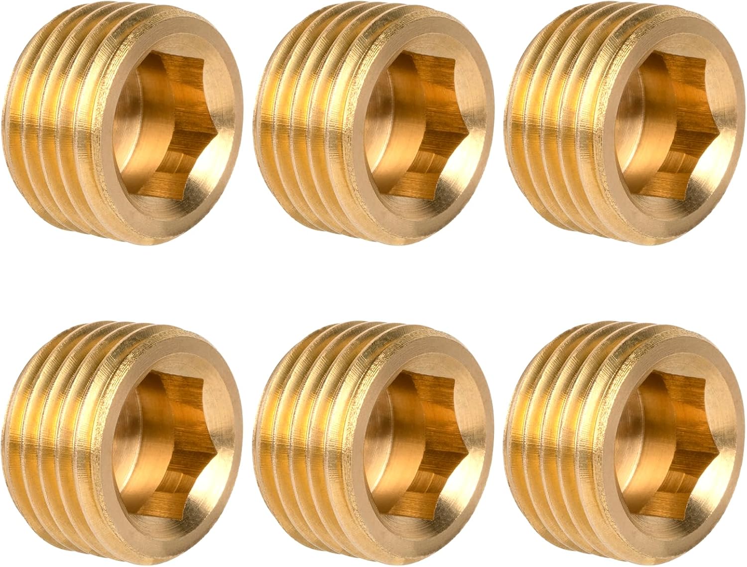 JUWO 6PCS 1/4" NPT Male Pipe Plug Hex Drive Pipe Plug