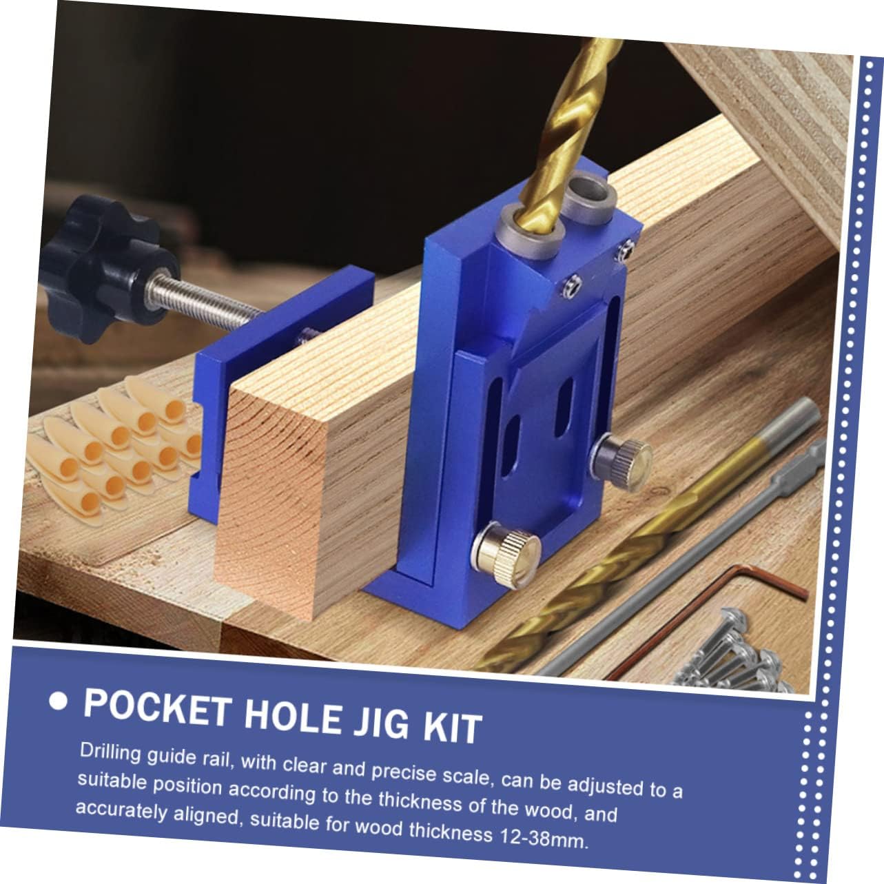 NUOBESTY Pocket Hole Drill Set Dual 15-Degree Woodworking Tool for Precise Dowel Placement Compact Drilling Aid for Carpentry Jobs 1 Set Random Color