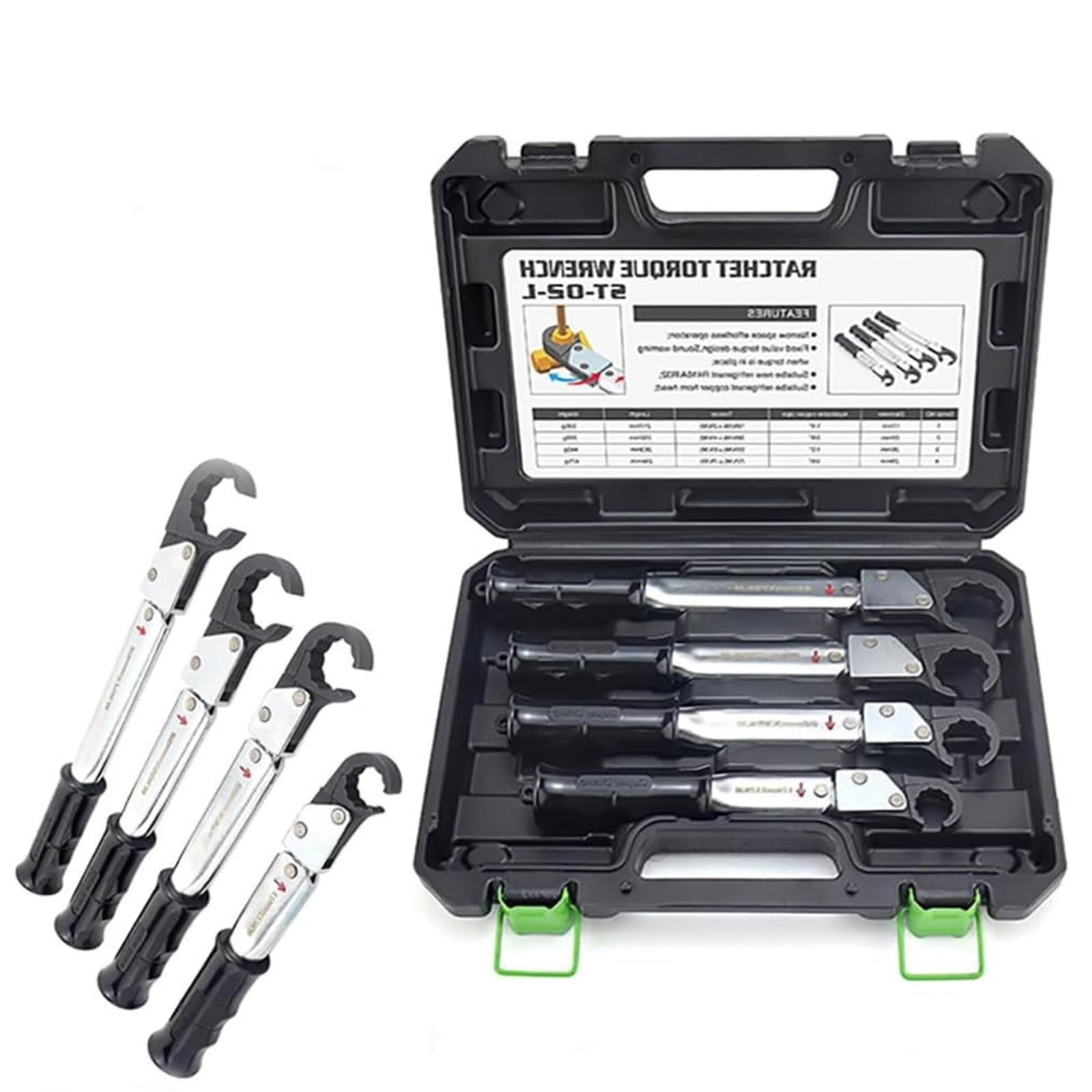 Zestaw Kluczy Dynamometrycznych Z Możliwością Regulacji 18-75 Nm | Klucz miedziany z nakrętką dzwonkową do rur miedzianych 1/4", 3/8", 1/2'', 5/8" HVAC Chłodnictwo Klimatyzacja