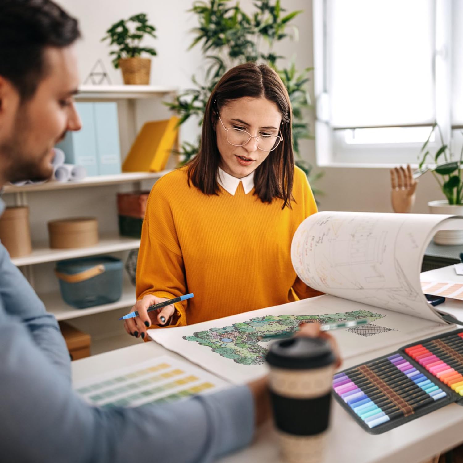 48 Color Duo Tip Pens Art Markers Set,96 Nibs Fine and Brush Tip for Adult Coloring Book Journaling Note Taking Lettering Calligraphy Drawing Pens Supplies - Image 6