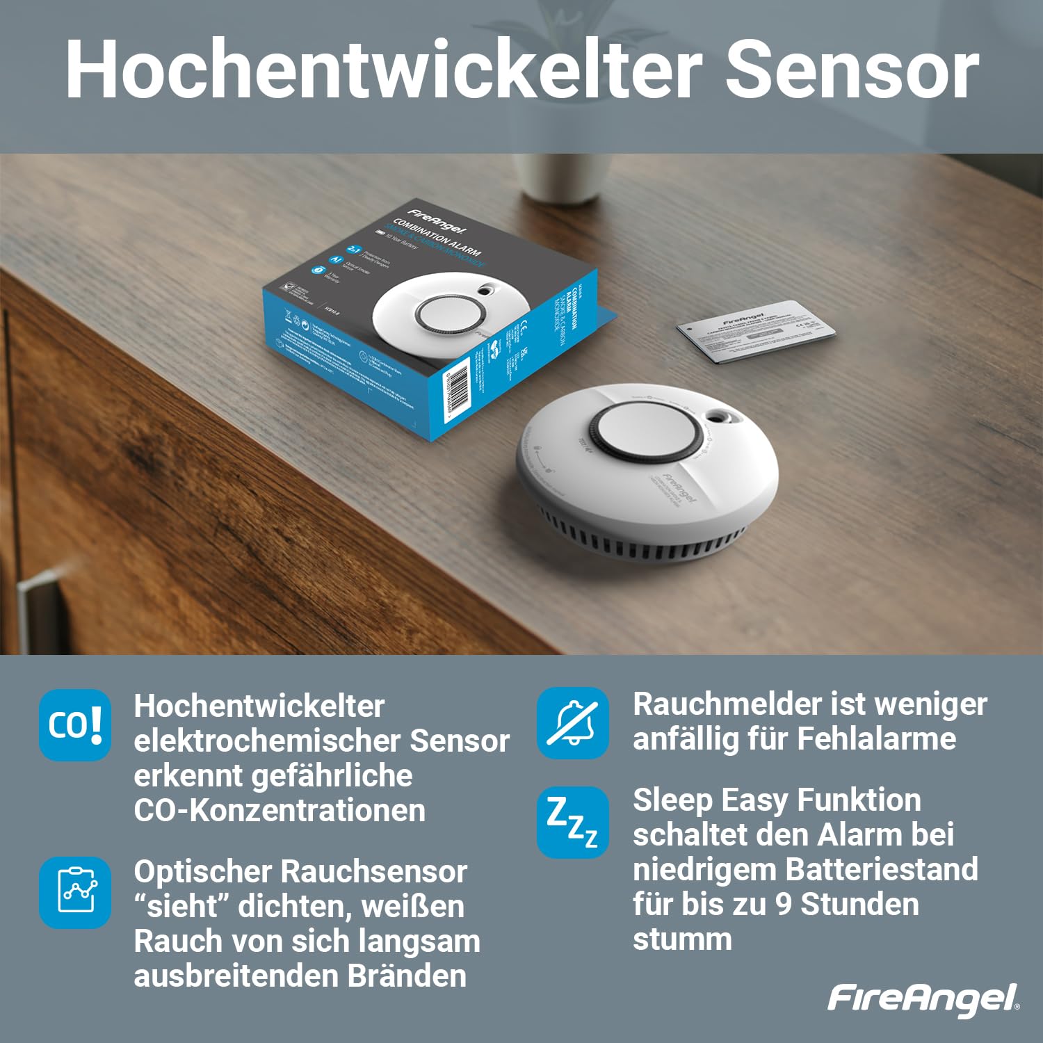 FireAngel SCB10-INT Kombinierter Rauch und Kohlenmonoxid Melder