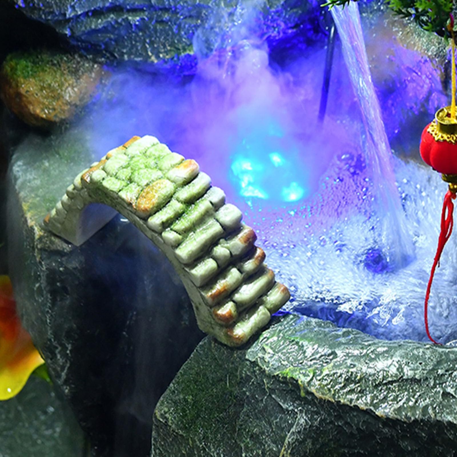 Fuente de Suelo de pie para Sala de Estar, Fuente de Agua Grande de pie con decoración de Fuente, Rueda Feng Shui y rocalla for Sala de Estar, Oficina y jardín, Fuente del jardín(Medio)