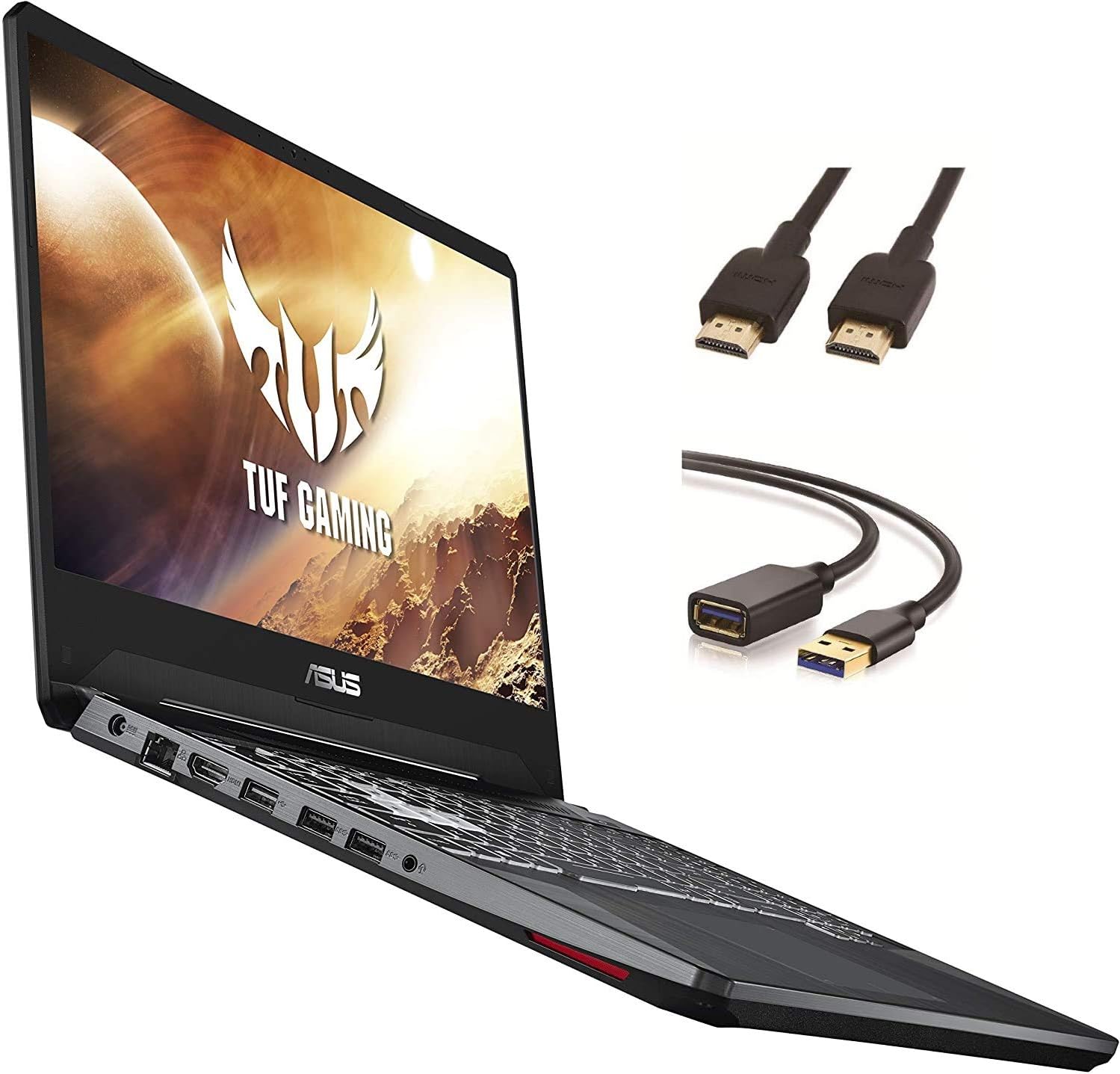 ASUS TUF Gaming Laptop, 15.6” IPS Full HD, AMD Quad-Core Ryzen 7 3750H, Nvidia GeForce GTX 1650, RGB Backlit Keyboard, Webcam, BT, Windows 10 + CUE Accessories (8GB DDR4, 256GB SSD)