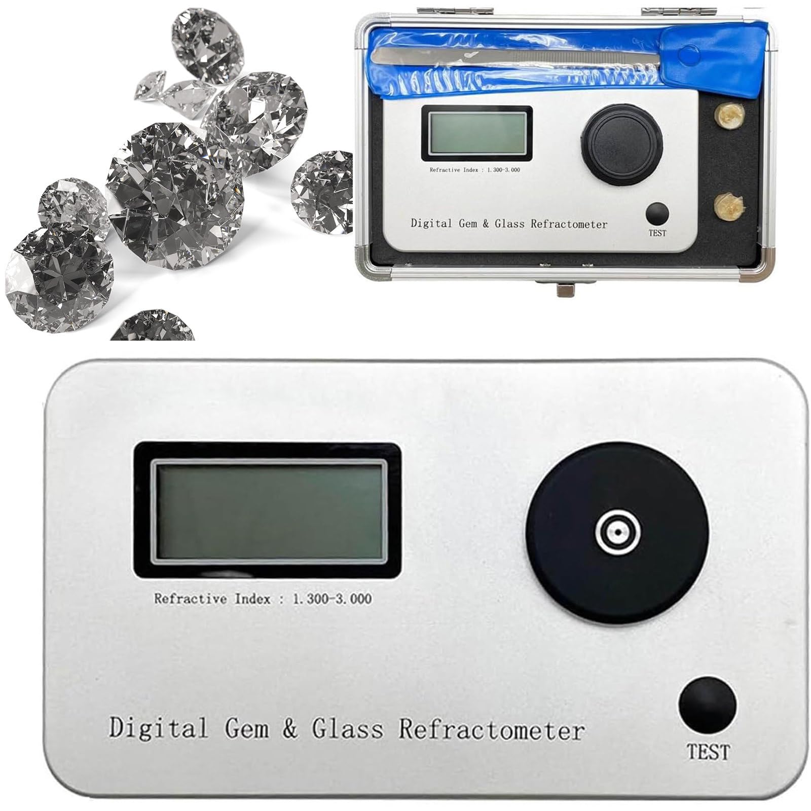 RENJJPBO Jewelry Tester Identification Tools,0.001 High Accuracy Jewelry Tester Identification Tools,Gemstone Refractometer with LCD Screens,for Jewelry,