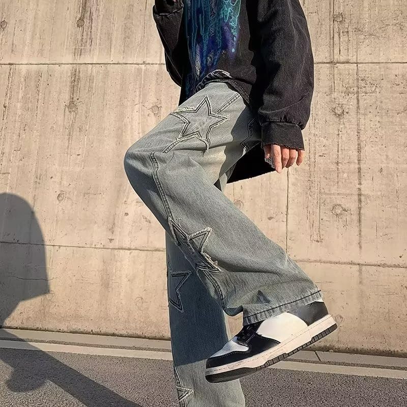 Women Y2K Jeans Vintage Star Straight Leg Jeans Fairycore High Waisted Cargo Jeans Grunge Y2K Pants Hip Hop Streetwear4