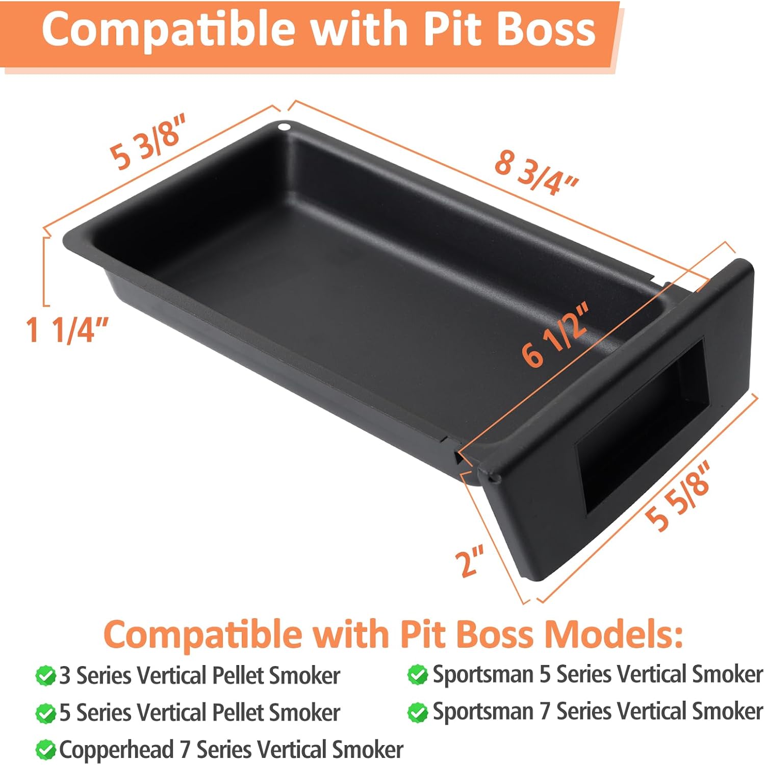 AJinTeby Grease Tray for Pit Boss Vertical Smokers, Grease pan for Pit Boss 3/5 Series Vertical Pellet Smoker, Copperhead 7, Sportsman 5/7 Series Vertical Smoker, Pit Boss Grease Tray Replacement Part 8.75'' x 6.5''