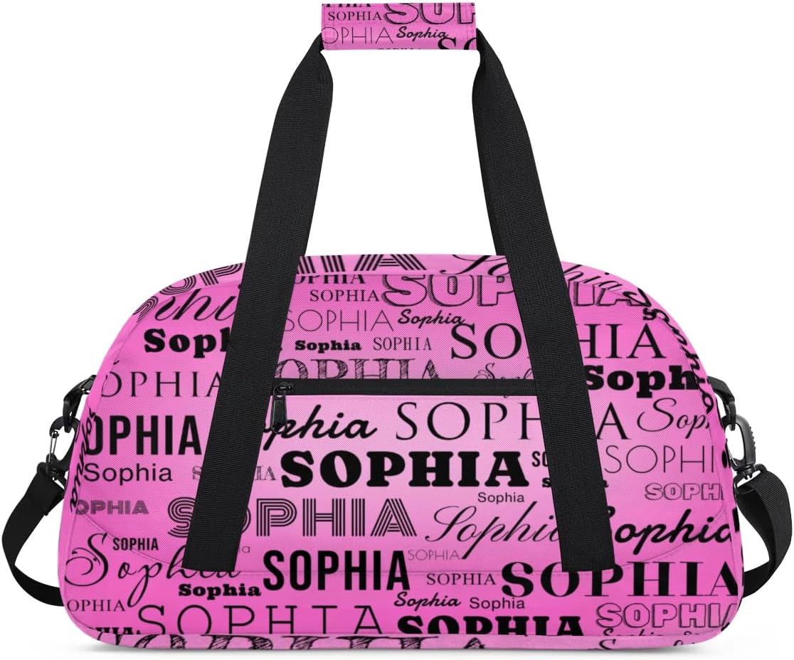 Personalized Duffel Bag Custom Dance Bag for Girls Customized Kids Gymnastics Creative Name Ballet Bag Overnighter Travel Carry on Tote Sport for Boys Backpack Pink Voilet