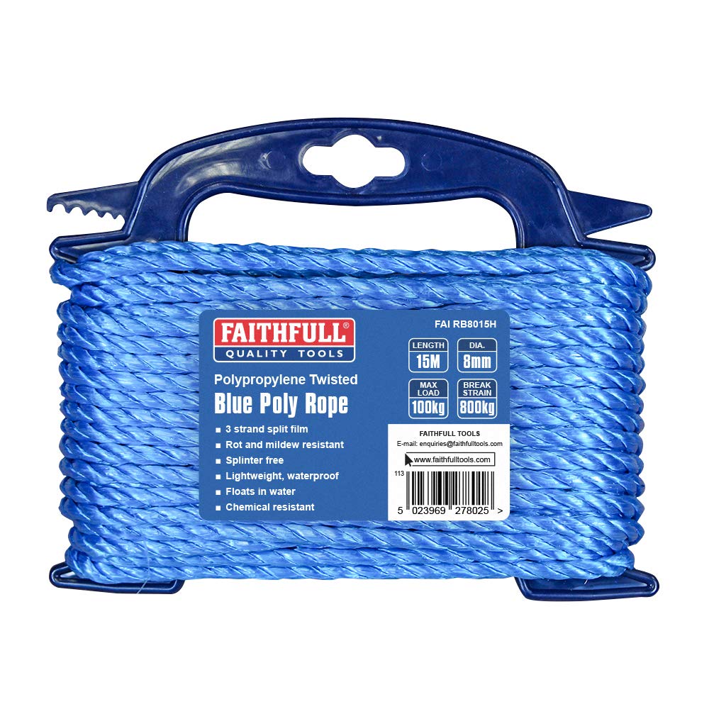 Faithfull 89808Tj Blue Poly Rope 8mm X 15M Fairb8015H from B&Q