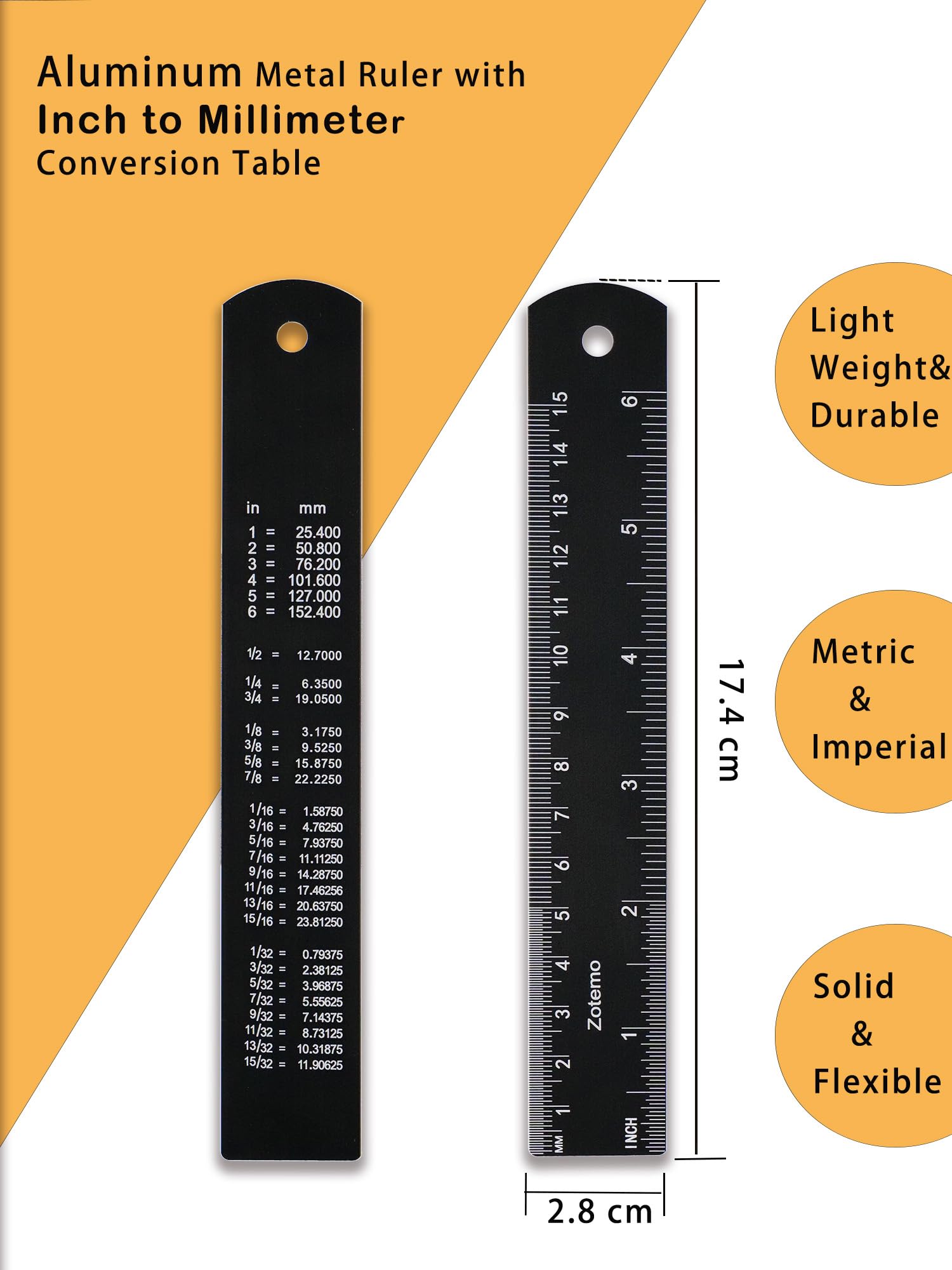 Confezione da 50 righelli in metallo per bambini scolastici, righello in alluminio da 15,2 cm con centimetri, millimetri e pollici, scale metriche incise al laser, bordo dritto da 150 mm