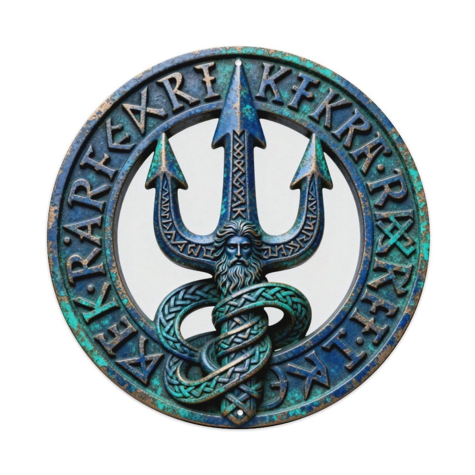 Celtic Lir Lord Of The Sea Trident Rune Metal Tin Sign Plaque