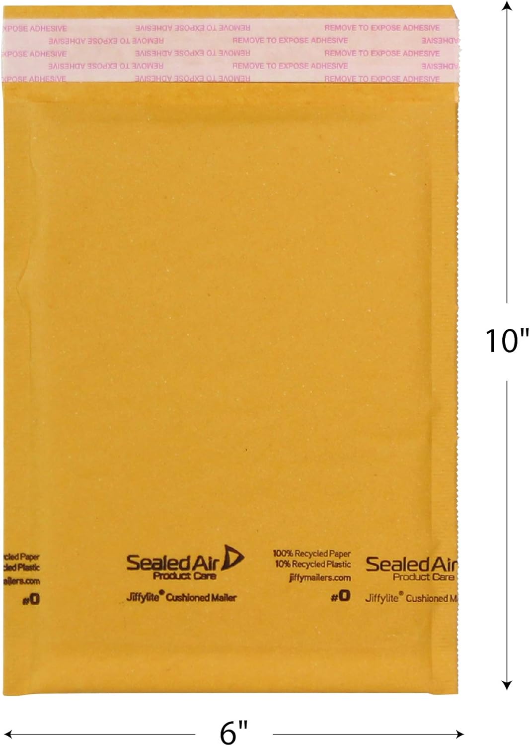 Sealed Air 10185 Jiffylite Self Seal Mailer, #0, 6 x 10, Golden Brown (Case of 25)