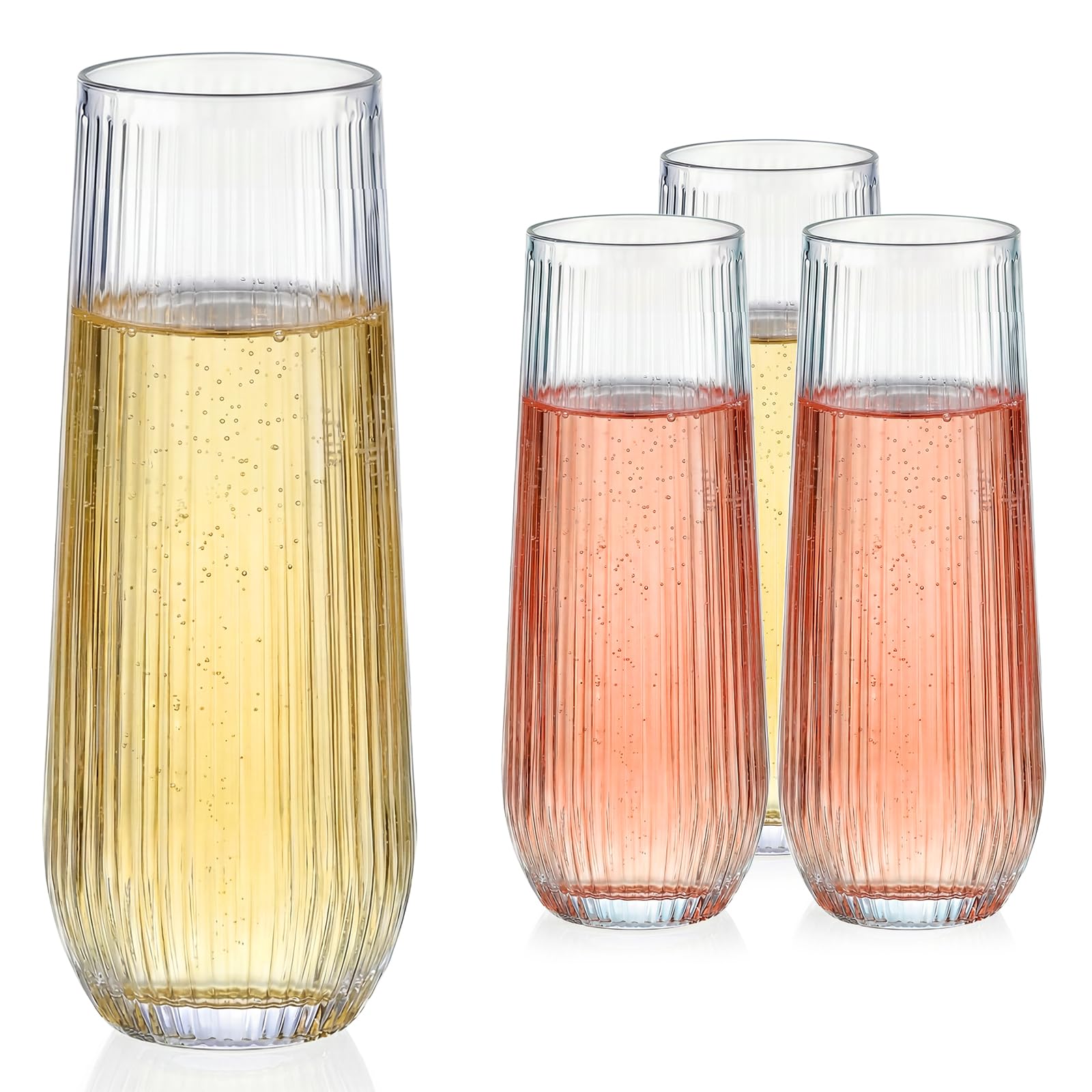 GuanQiao 12 Pack 9oz Stemless Plastic Champagne Flutes