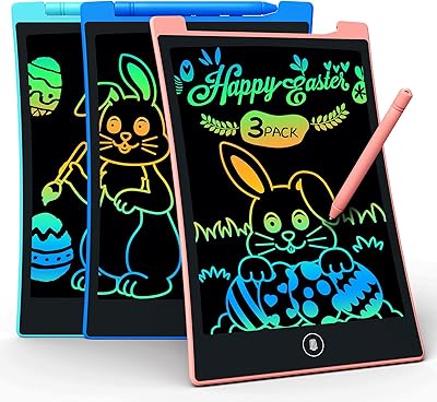 KOKODI Children's Toys 3-piece LCD writing board, colorful toddler painting pad graffiti board erasable, educational learning toys birthday gift, suitable for 3 4 5 6 7 8(pink and blue and green