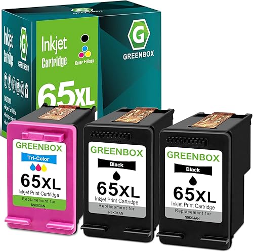 GREENBOX Repuesto remanufacturado 65XL de alto rendimiento para cartuchos de tinta HP 65 65XL paquete combinado para HP Envy 5055 5052 5010 5012