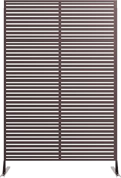 Metal Privacy Screen 72" h x 47" w Outdoor Freestanding Decorative Privacy Wall Panel with Stand, Patio Balcony Screen for Outside Divider Deck Porch Garden, Long Clauses 1 PC Brown