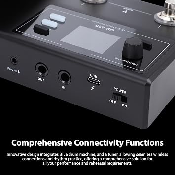 Fockety Multi Effects Guitar Pedal, Guitar Effects Processor with 8 Parallel Modules, 100 Presets, BT Drum Machine, Tuner, LCD Screen, Rechargeable Battery, for Electric Guitar