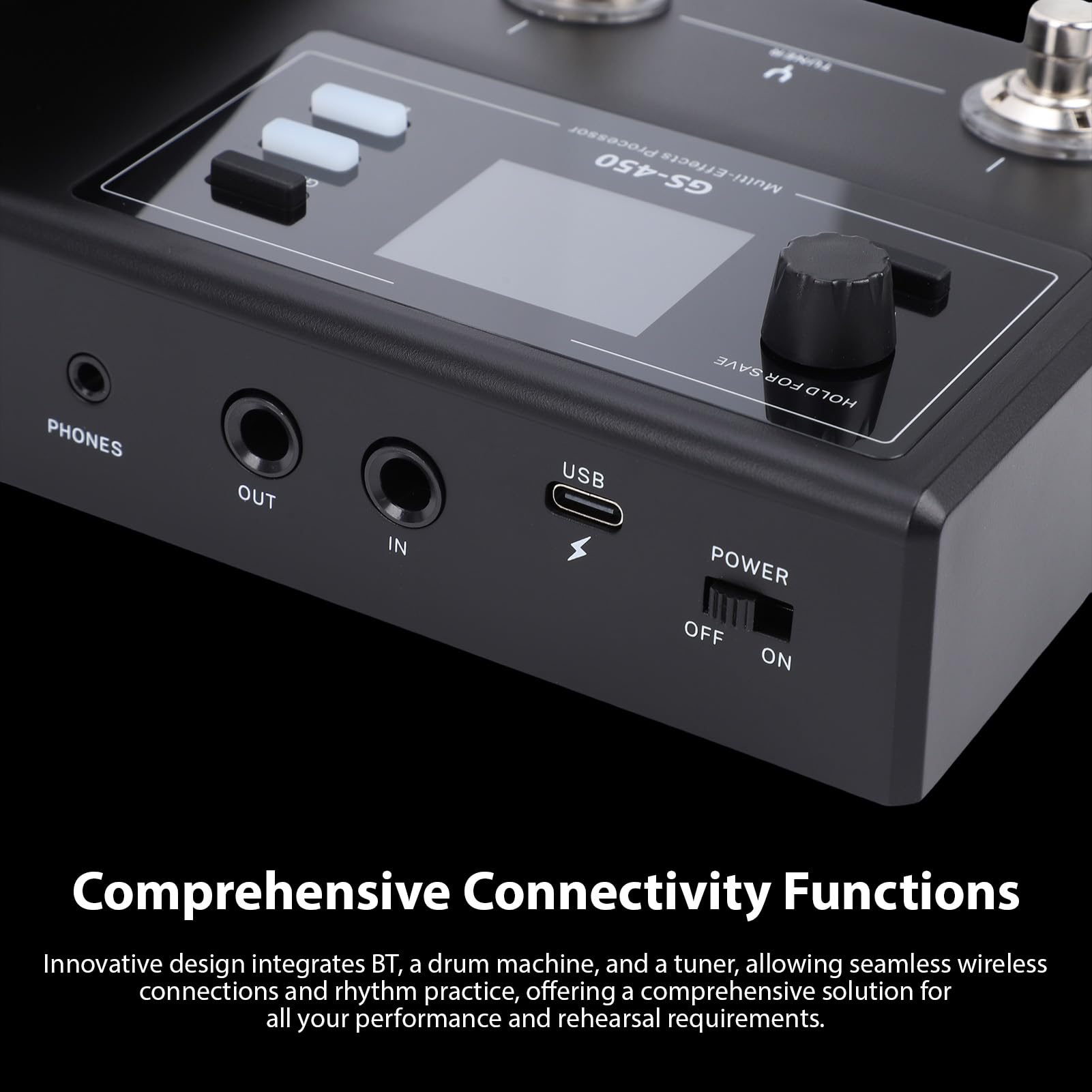 Multieffekt-Gitarrenpedal, LCD-Bildschirm-Gitarreneffektprozessor, 8 Parallele Module und 100 Presets-Pedal mit APP-Steuerung, 2 Fußschalter, BT Drum Machine, Stimmgerät