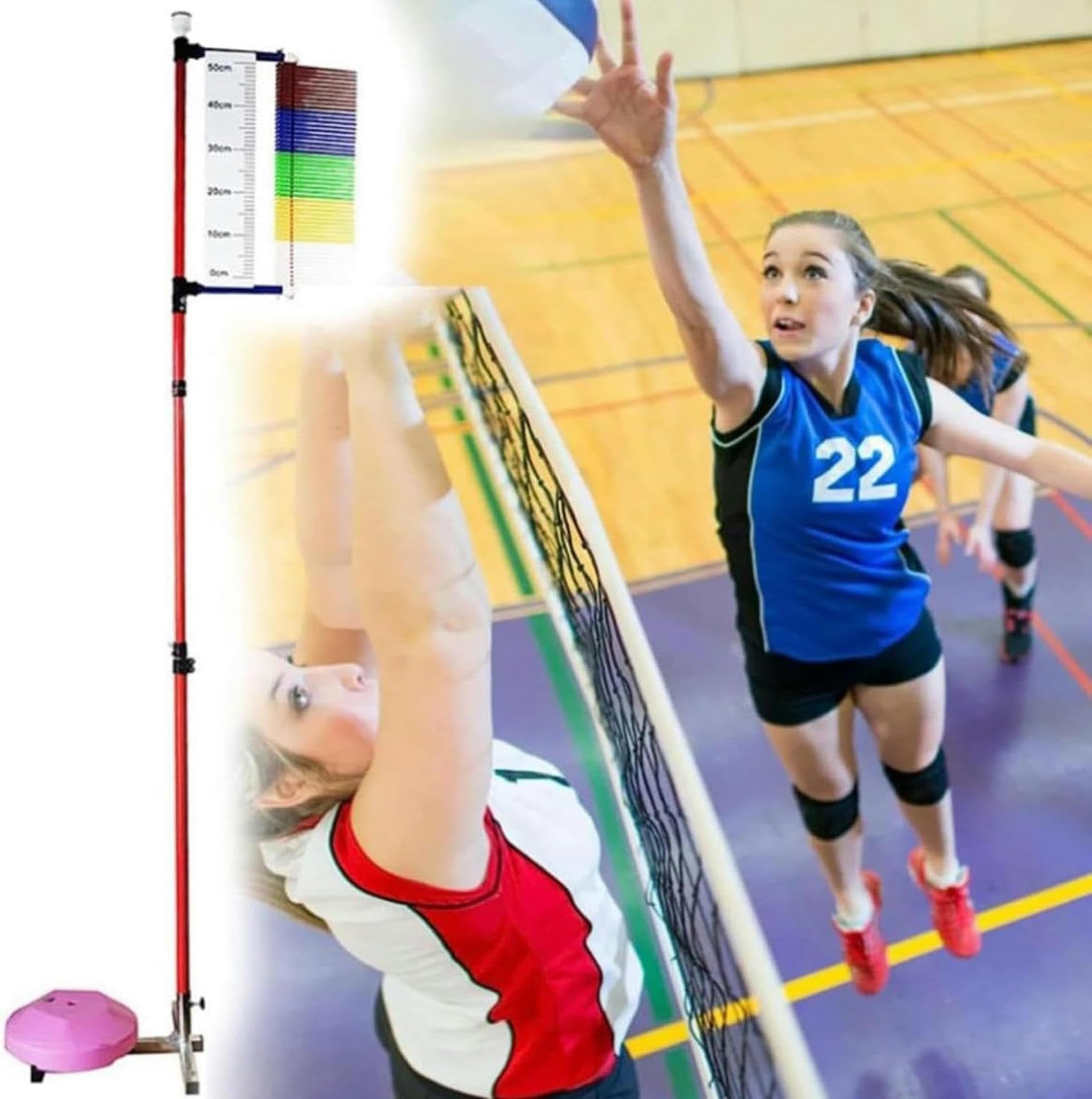 Outil de mesure de saut vertical avec repères visuels clairs pour entraînement de hauteur