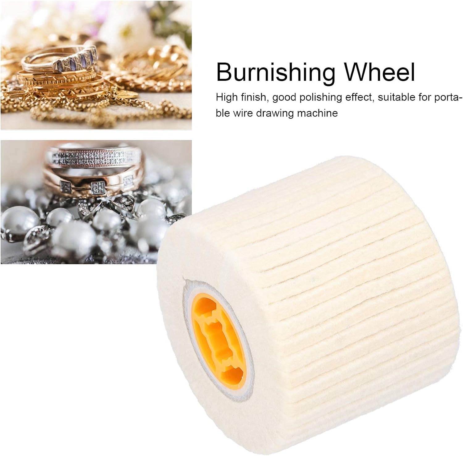 120x100mm Wool Felt Polishing Wheel with Plastic Core – Buffing & Wire Drawing Tool for Stainless Steel, Jewelry, Aluminum, Ceramic, Glass