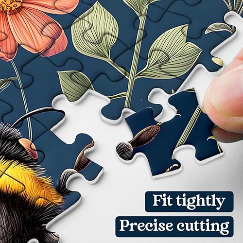 Miniatura 3 de Rompecabezas vintage de abeja para adultos de 1000 piezas, rompecabezas retro de jardín de flores, rompecabezas de animales de flores silvestres de