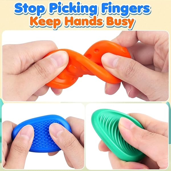 12 Pièces Fidget Toys Pierre Sensorielle, Fidget Toys Sensory Stone en Silicone, Jouets Apaisants pour Enfants Pierres préoccupation Colorées et Texturées pour Enfants Adultes, Jouets Anti-Stress (A) - 3