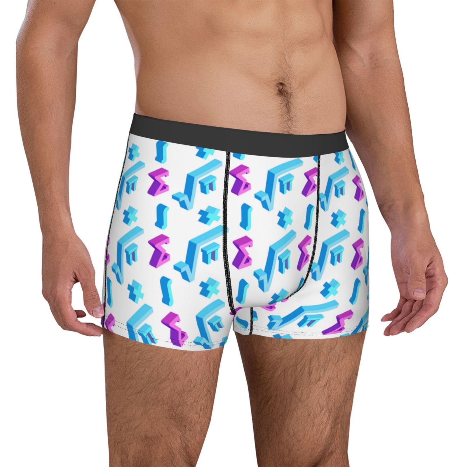 Oudrspo Men's As Pic Underwear Boxer Briefs - Funny Math Symbol Print Breathable Boxer Briefs With Flex Waistband