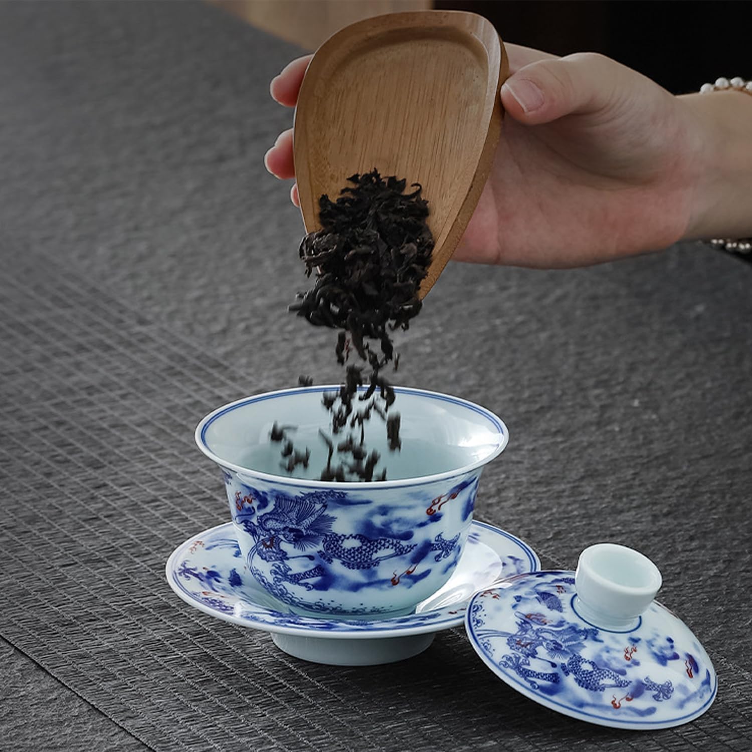 Ceramic Gai Wan Set, Gaiwan Tea Cup With Lid For Chinese Traditional Gongfu tea Ceremony Brew Loose Oolong/Puerh Tea image 3