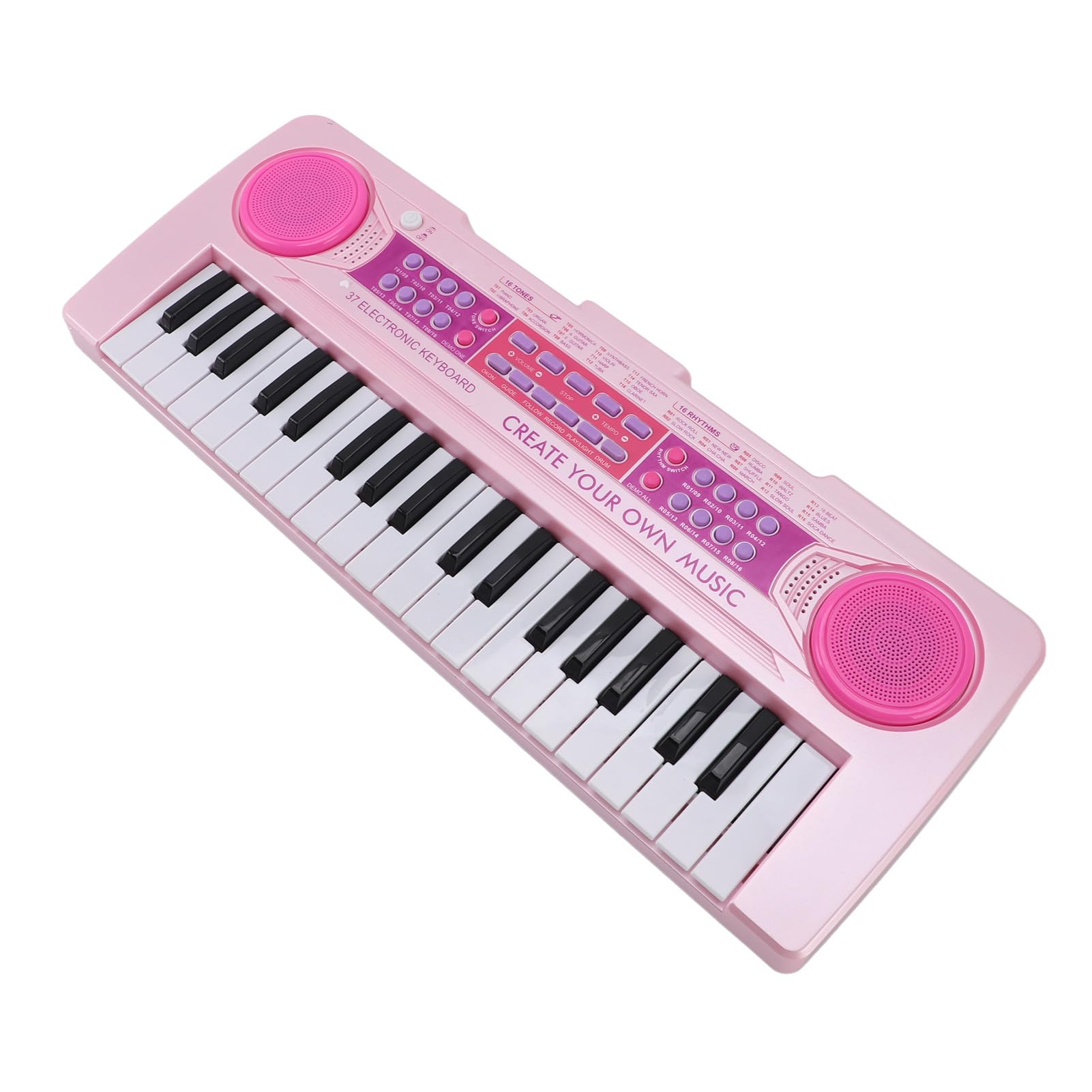 AMONIDA Piano con Teclado para Niños de 37 Teclas, Piano Electrónico, Juguete Musical Portátil con Micrófono, 16 Timbres y 8 Canciones de Demostración, Ideal para Niños, Principiantes, y Niñas
