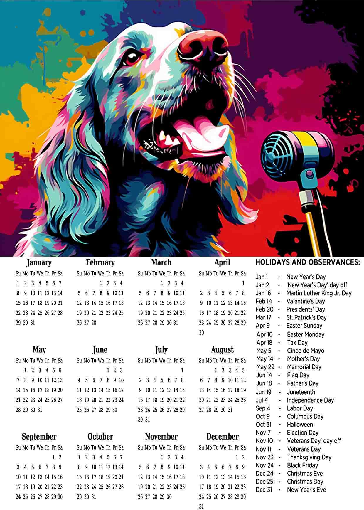 Amazon.com: 2023 Dogs Singing Pop Art Wall Calendar, Holidays and  Observances Size 11.5 X 16.5 inch, 30x42 cm #10 (Setter English Dog Singing  1) : Office Products