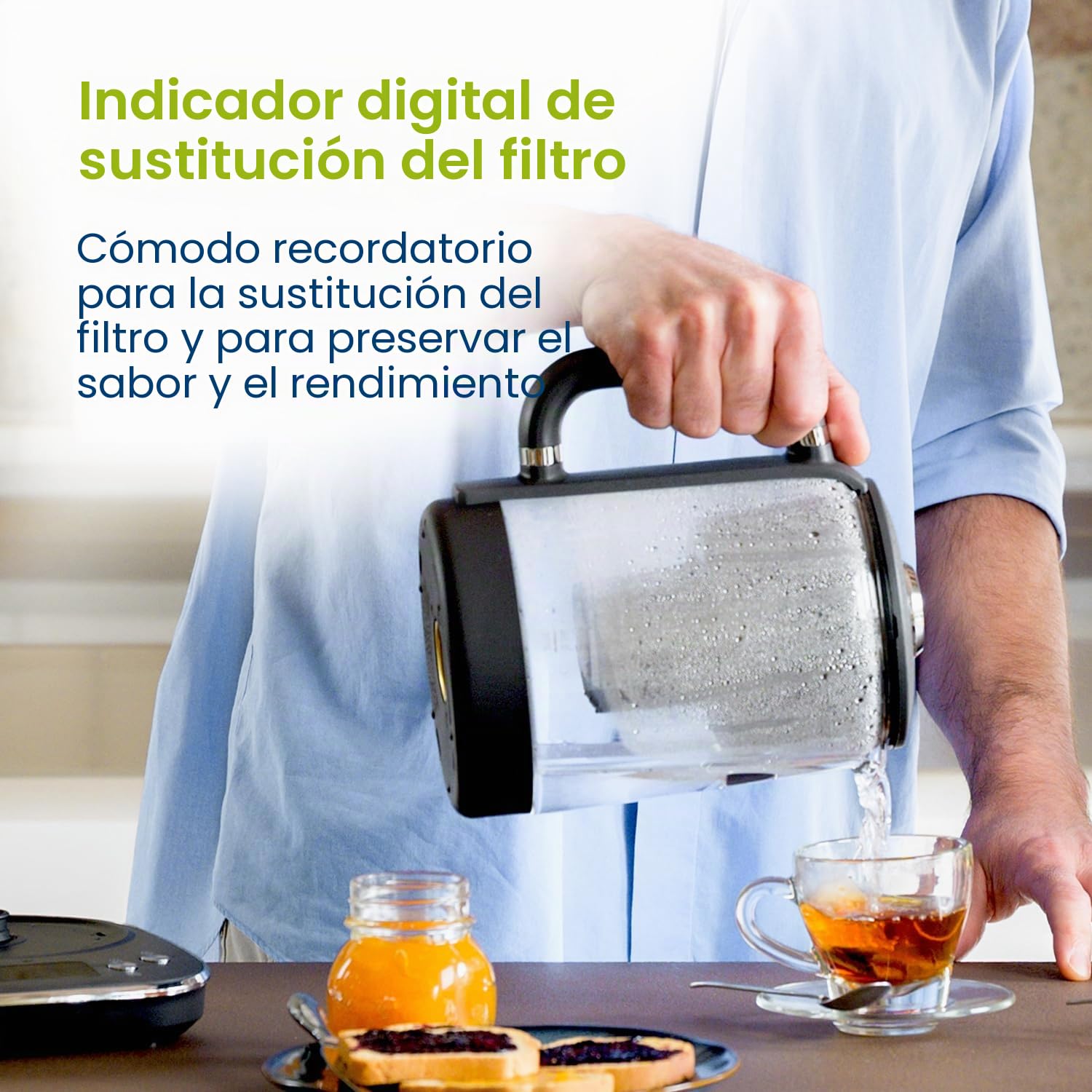 LAICA ISEO Hervidor de Agua con filtro de agua, capacidad 1.6L y 7 ajustes de temperatura, función caliente hasta 2 horas + 1 filtro Bi-flux® para té y café, 2.5kw -vidrio