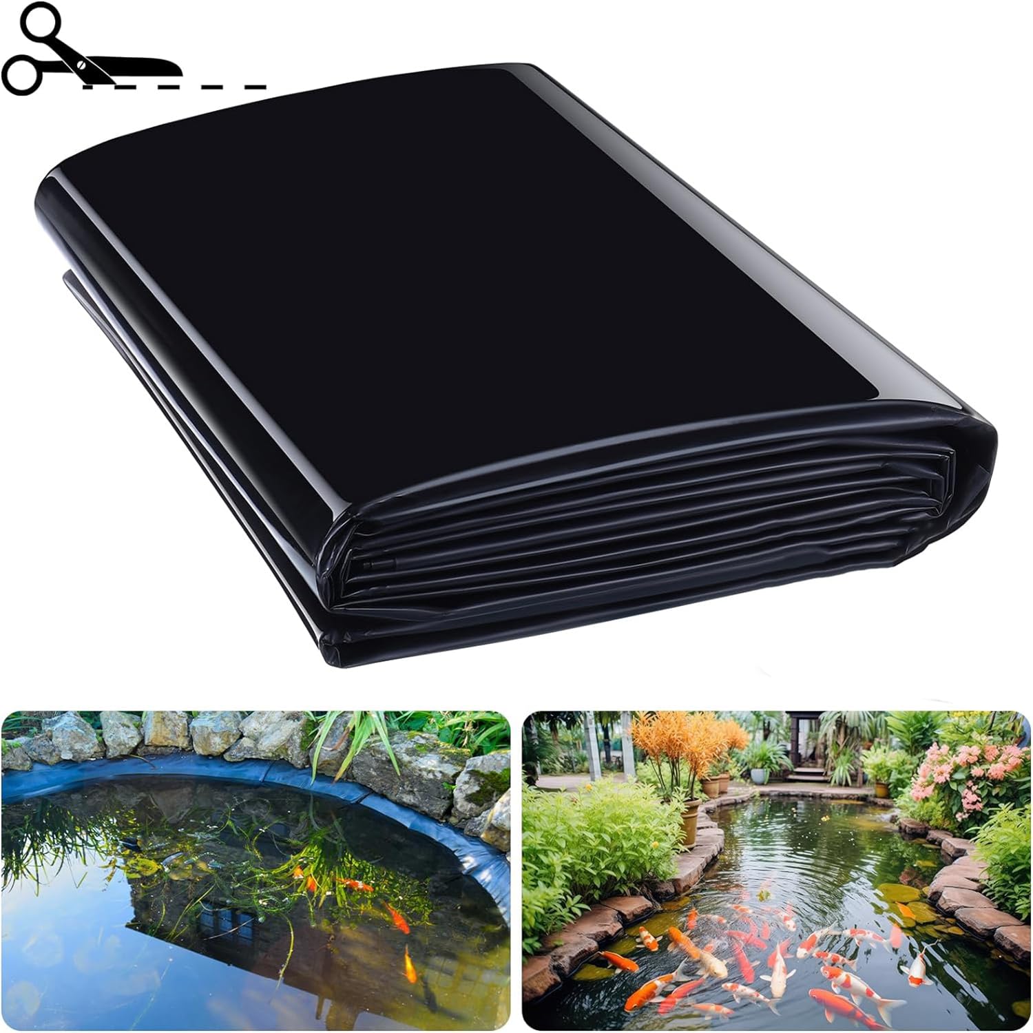Liner para Piscinas, Revestimiento for Estanque 2x2m 3x6m 6x9m 7x12m, Revestimiento for Estanque Preformado for Piscinas Koi y Peces, Revestimiento Negro de HDPE for Estanque, Membrana for Estanque Im