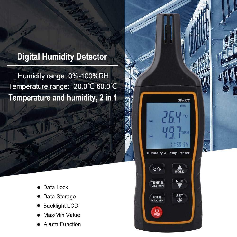 SW-572 Misuratore Digitale di Temperatura e Umidità Termoigrometro Professionale Psicrometro Digitale LCD Termometro Igrometro (Non Inclusa Batteria)
